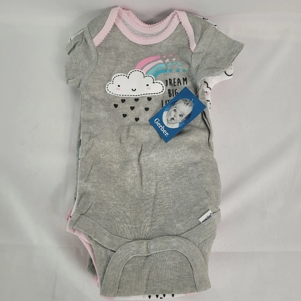 NWT Gerber 8 Pack Babygirl Short Sleeve Onesie Bodysuit 6-9 Months Assorted